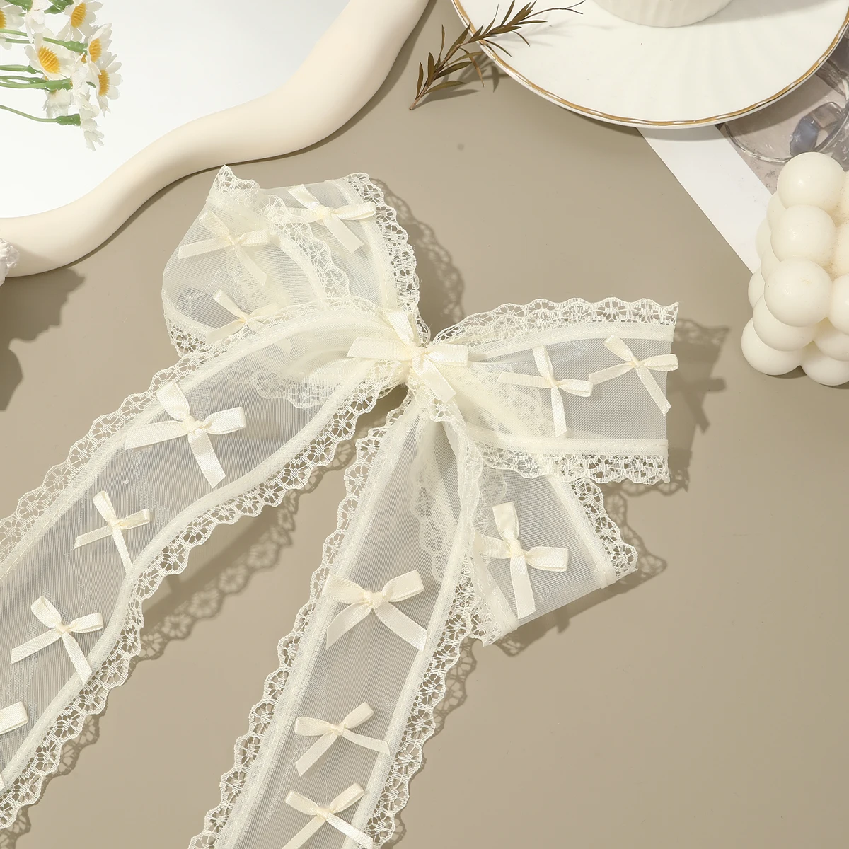 1pc Elegant Bow Lace Ribbon Spring Hair Clip New Korean White Hairpins Barrettes Women Girls Fashion Hairgrips Hair Accessories