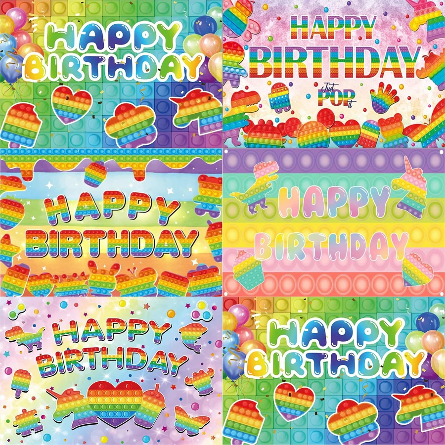 Photography Backdrop Banner Pop Toy Theme Birthday Party Decorations