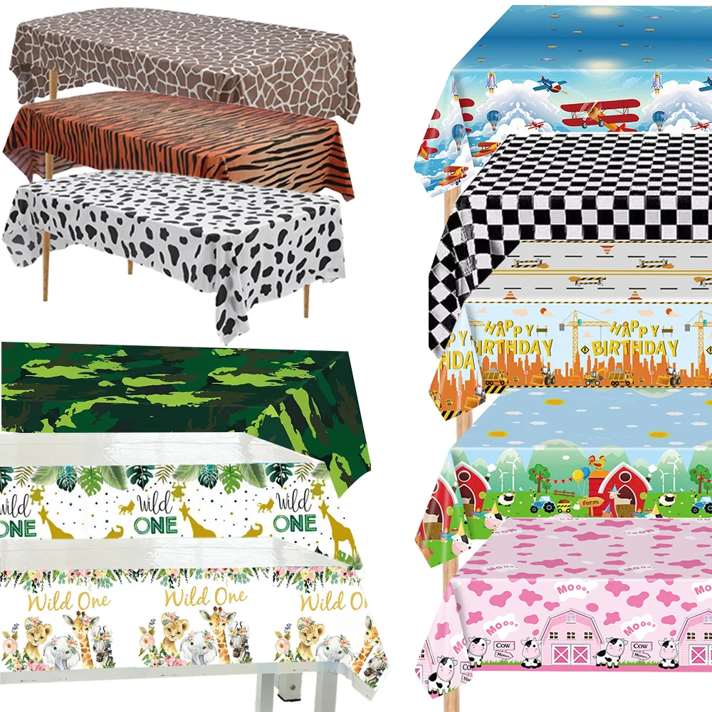 

40 Styles Theme Party Tablecloth Supplies Disposable Waterproof Table Cover for Kids Birthday Party Decorations