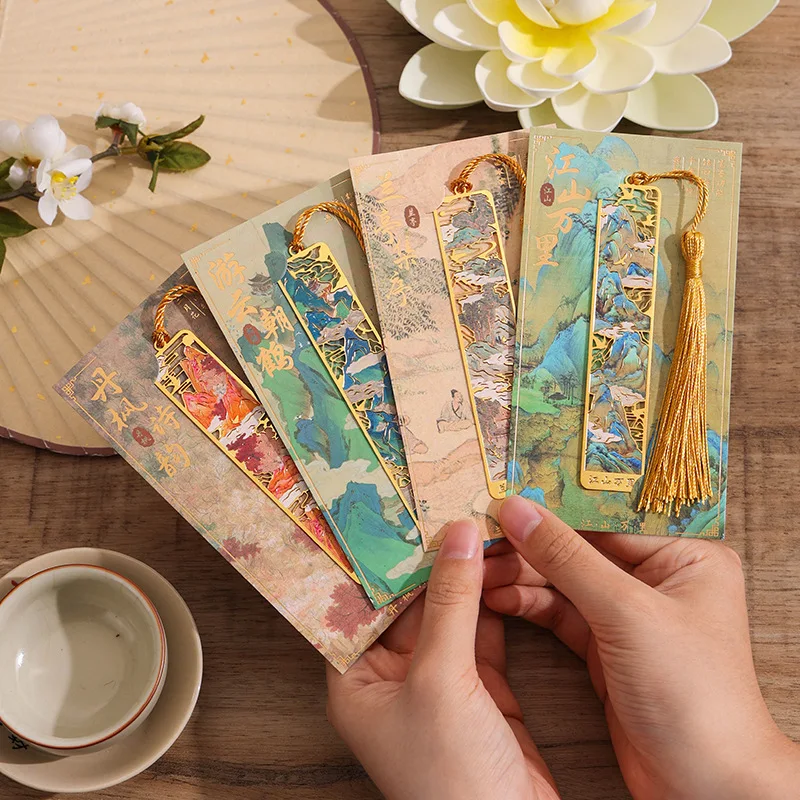 Chinese Style Retro Bookmark Exquisite Metal Bookmarks Quality Aesthetic Stationery Reading Accessories Book Lover Gifts