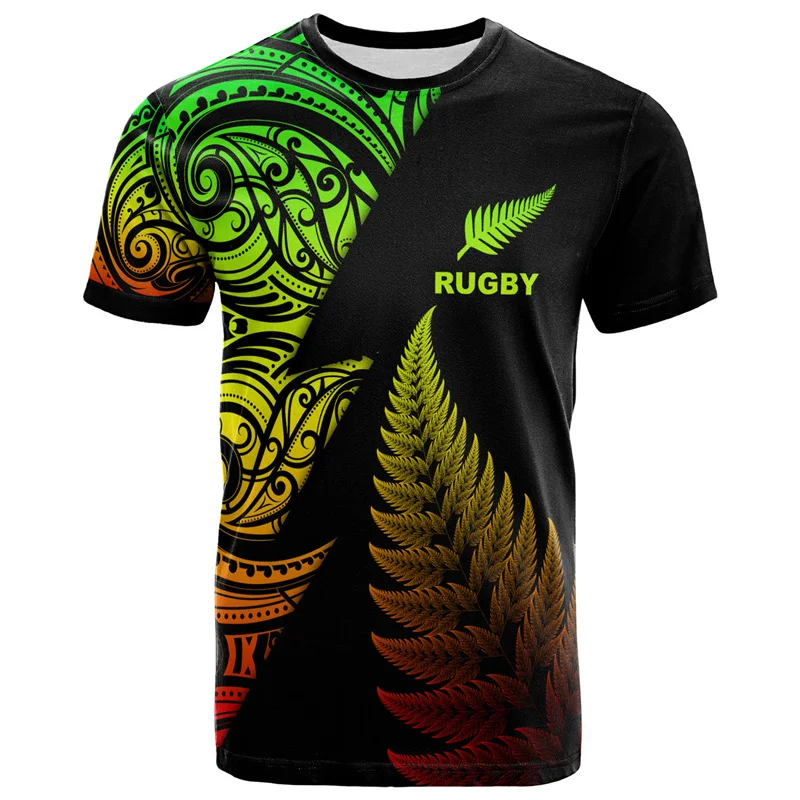 thumbnail image 1 of Camiseta con estampado 3D de pelota de rugby maorí de Nueva Zelanda, camisetas deportivas de secado rápido para hombres, ropa de gimnasio hawaiana de moda, 1 of 5