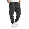 Mens Overalls Loose Joggers Workout Cargo Pants Sweatpants Active Sports Trousers Drawstring Multi Pocket Men's Casual Pants 3