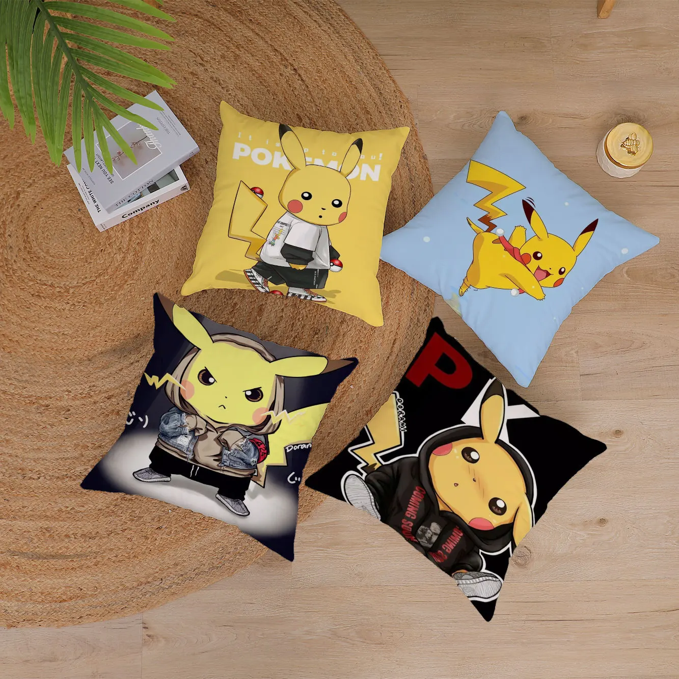 Anime 45X45Cm Pokemon housse de coussin jouets en peluche Pikachu taie  d'oreiller psyduck dessin animé taies d'oreiller canapé voiture maison  peluche couverture cadeaux 