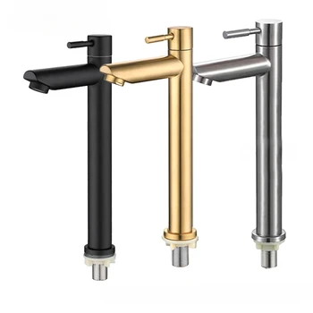 Rubinetto per lavello da cucina singolo ad acqua fredda regolabile in altezza ad apertura rapida in acciaio inossidabile per rubinetto per lavabo da appoggio del bagno 1