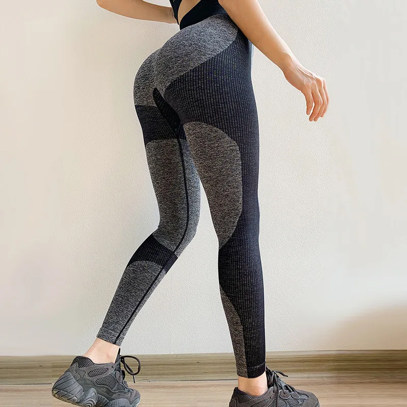 

Fashion New Seamless Knitted Hip Yoga Pants Womens Gym Sports Run Moisture Wicking Fitness Pants Sexy Buttocks Tight Leggings