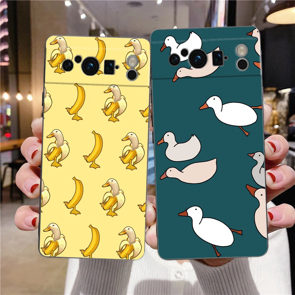 Cartoon Duck Goose Game Shockproof Black Silicone Phone Case