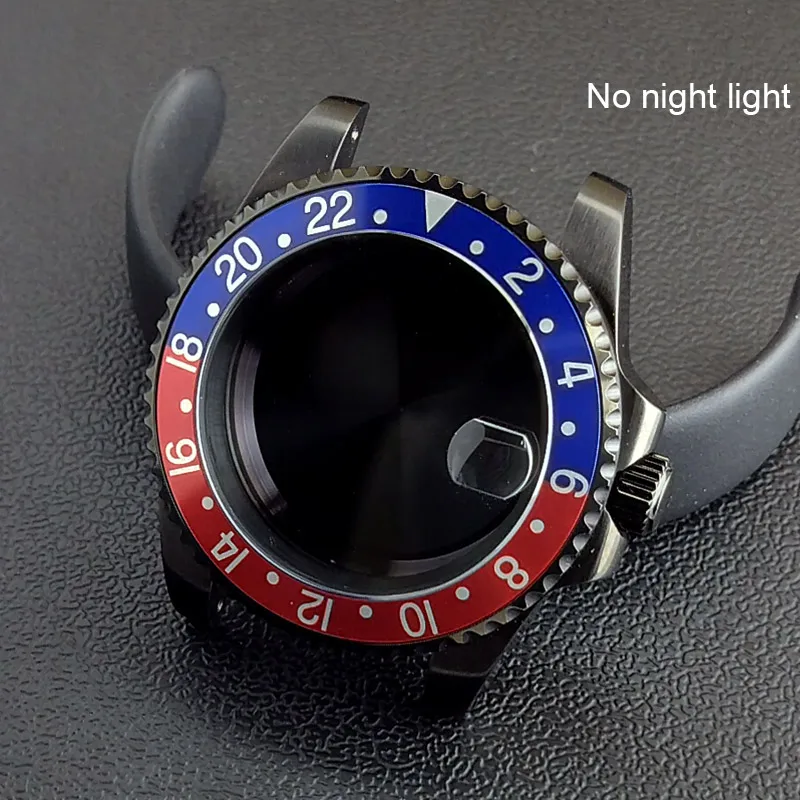 40MM Sapphire Glass GMT Bidirectional Rotation Watch Case with Accessories