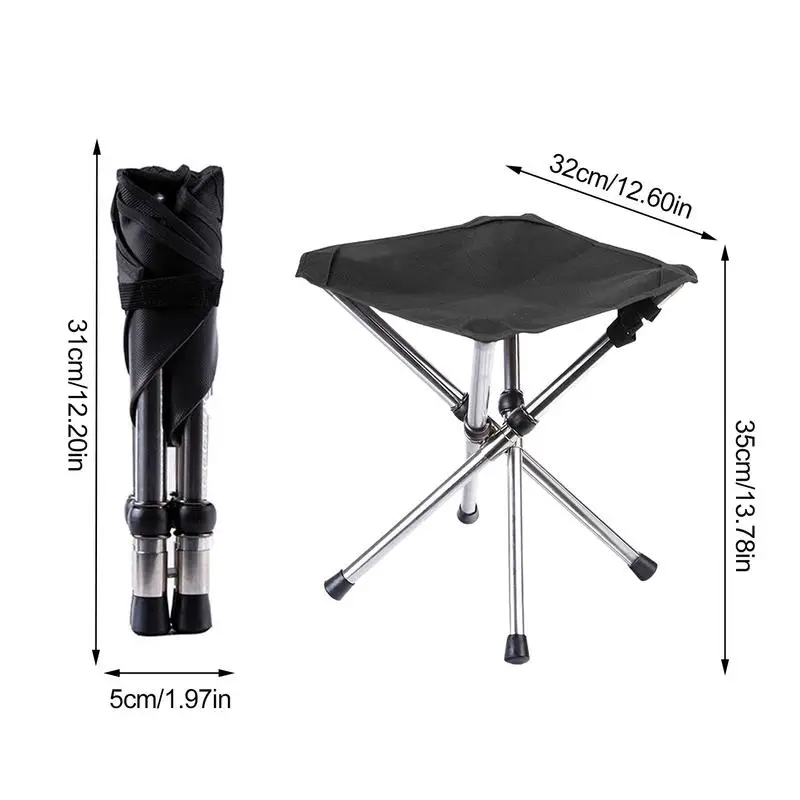 Foldable Stainless Camp Stool Camping Chair Foot Stool High Load Bearing Portable Small Outdoor Fishing Beach Hiking