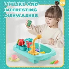 Kids Kitchen Sink Toys Electric Dishwasher Playing Toy With Running Water Pretend Play Food Fishing Toy Role Playing Girls Toys