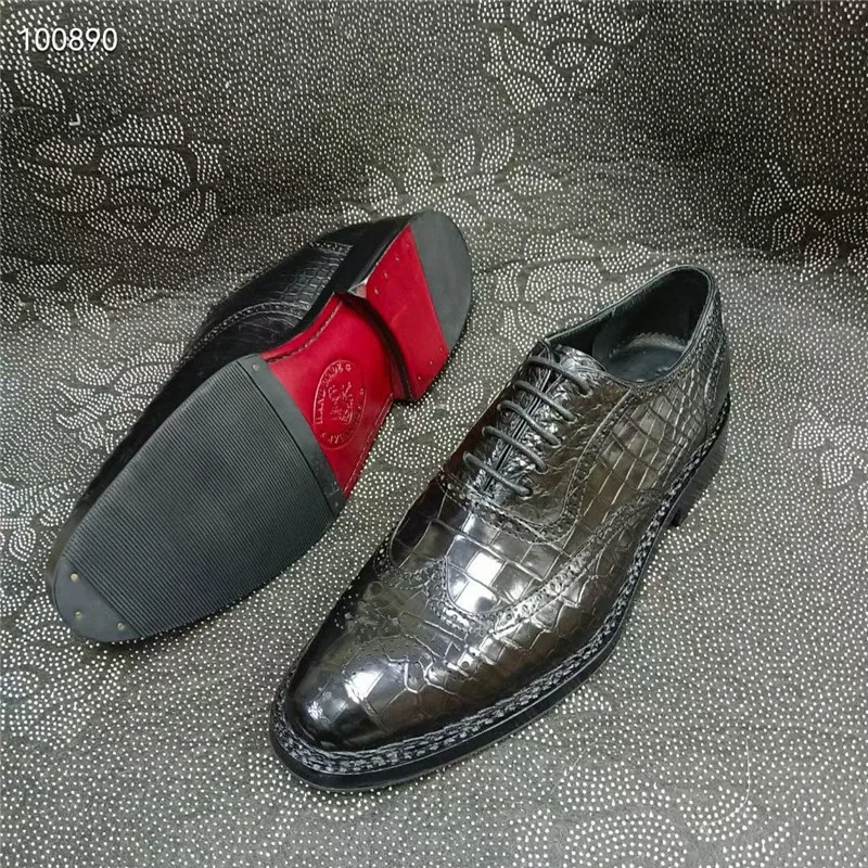 Exotic Genuine Crocodile Skin Men Business Dress Shoes Authentic Alligator Leather Goodyear Handmade Male Lace-up Brogue Oxfords