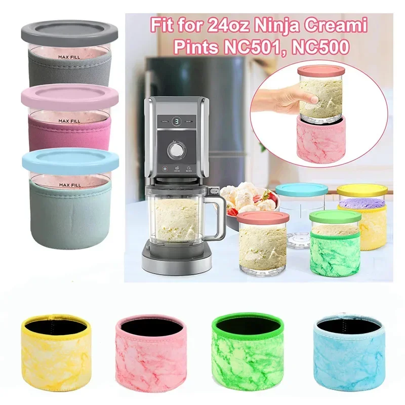 24oz Ice Cream Neoprene Sleeve 4 Pack For Ninja NC501 NC500 Series Deluxe Ice Cream Maker Containers ice cream sleeve