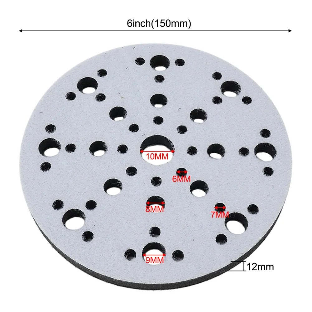 

1pcs Interface Pad Soft Sponge 150mm 6inch Sander Pad With 48-holes Black For Sander Backing Pads Buffer Power Tools Accessories