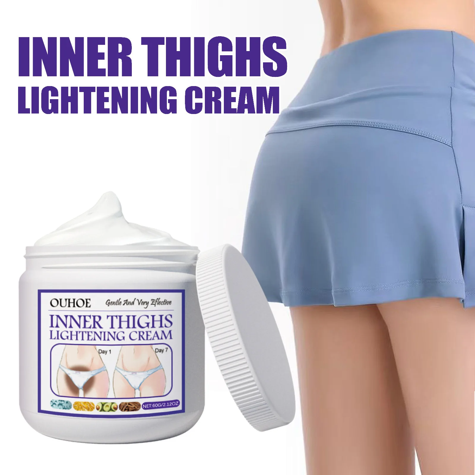 Ouhoe Brightening Leg Cream for Dark Spots Inner Thigh Lotion Reduce Skin Discoloration Tone Natural Smoothing Treatment 60g