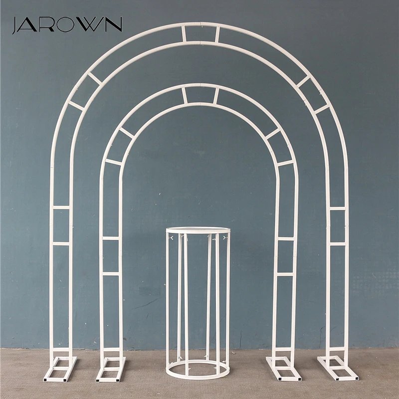 JAROWN Wedding Arch Cake Stand Set Metal Flower Stand Wedding Arched Door Background Decor Round Arch Home Party Decoration