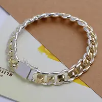 Bracelet en argent Sterling 925 massif pour hommes et femmes, chaîne de 8/10mm, bijoux de mariage nobles, breloques à la mode, cadeau d'anniversaire de fête 2