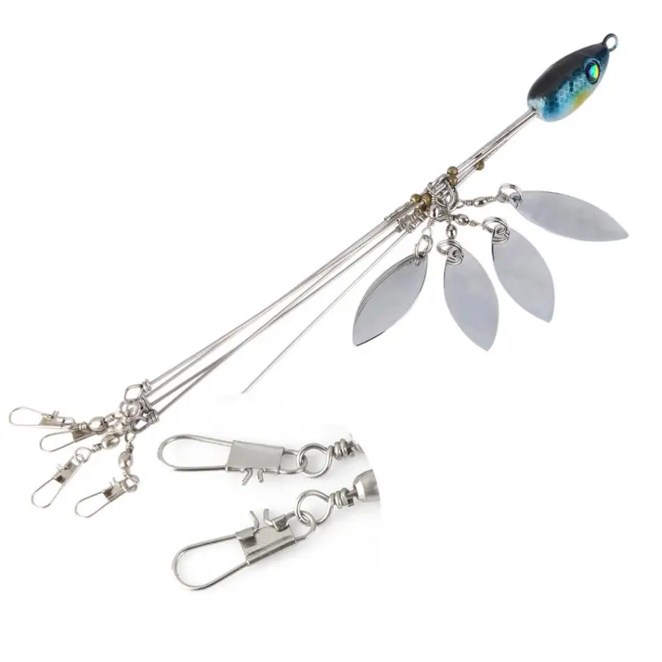 1pc 5 Arms Rig Fishing Lures Bass Barrel Swivel Snap Connector Umbrella