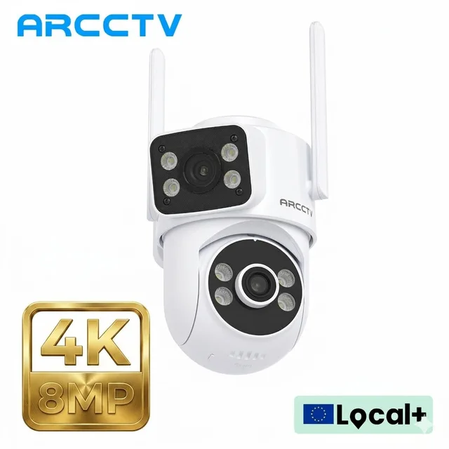 Caméra de surveillance WiFi ARCCTV 8MP 4K à double objectif HD, conversation bidirectionnelle, suivi automatique, caméra de sécurité extérieure, vision nocturne couleur 1