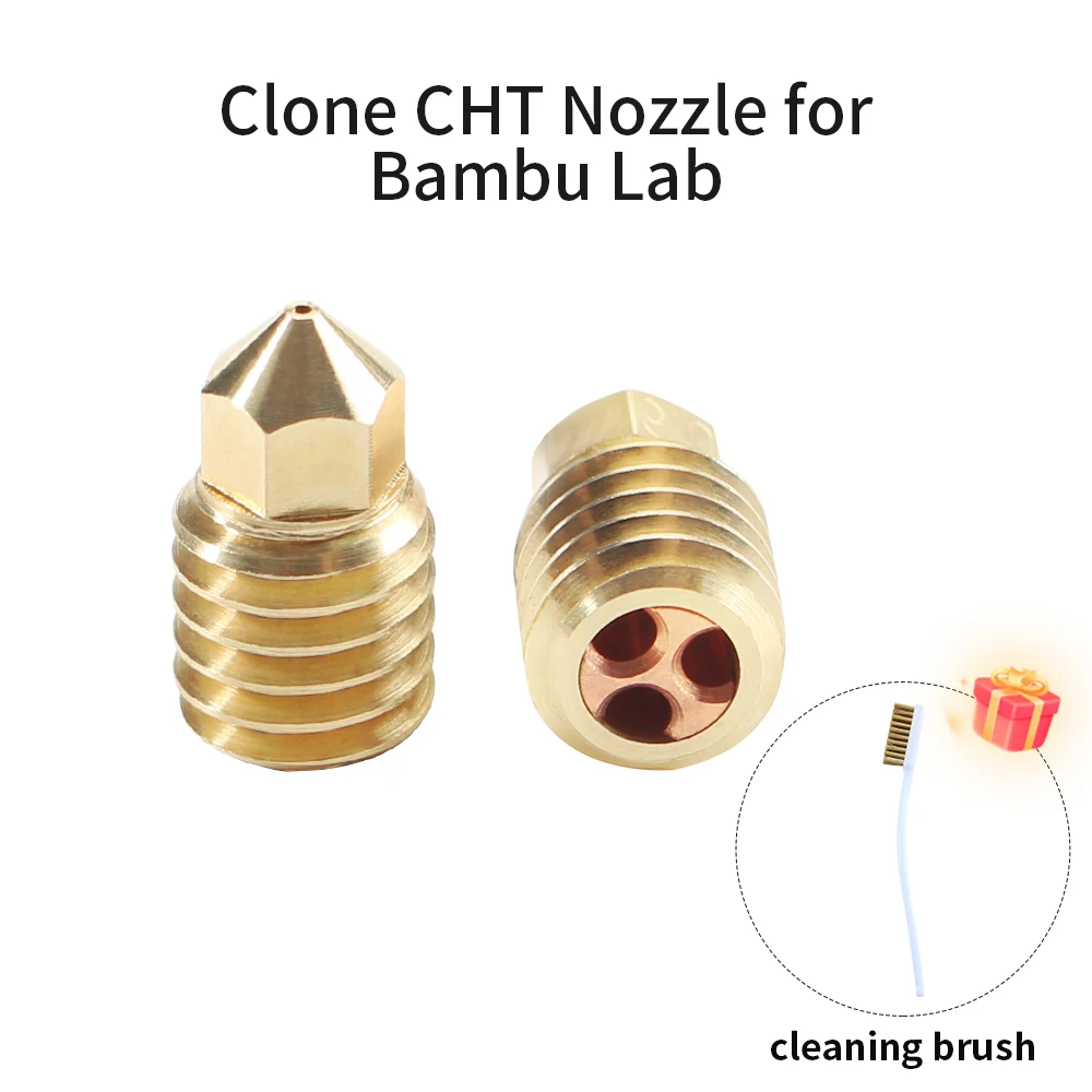 Clone CHT Nozzle for Bambu Lab High Flow MK8 CHT Nozzle 0.4/0.6/0.8mm Brass Copper Extruder PrintHead for 1.75mm 3D Printer Part