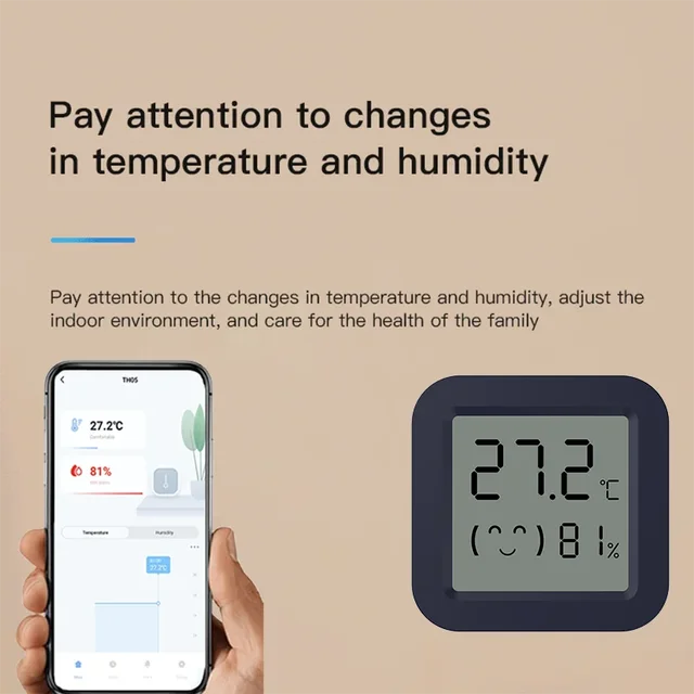 Bluetooth Temperature Humidity Sensor Mini LCD Screen Smart Tuya APP Remote Voice Control Google Thermometer Hygrometer 3