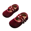 2025 Spring New Butterfly Knot Girls' Leather Shoes Non slip Soft Bottom Suede Mary Jane Princess Single Shoes Summer Sandal 5