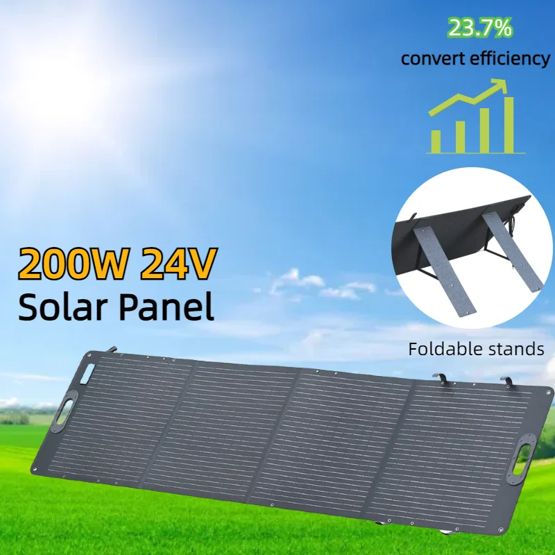 200W 24V Foldable Solar Panel 23.7% conversion efficiency ETFE Solar Charger for Camping RV-Trip outdoor Green Power foldable solar charger