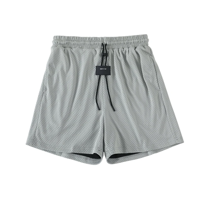 Men Shorts Sport Casual Running Mesh Breathable Gym Training Shorts Pockets Solid Color Jogging Workout Shorts