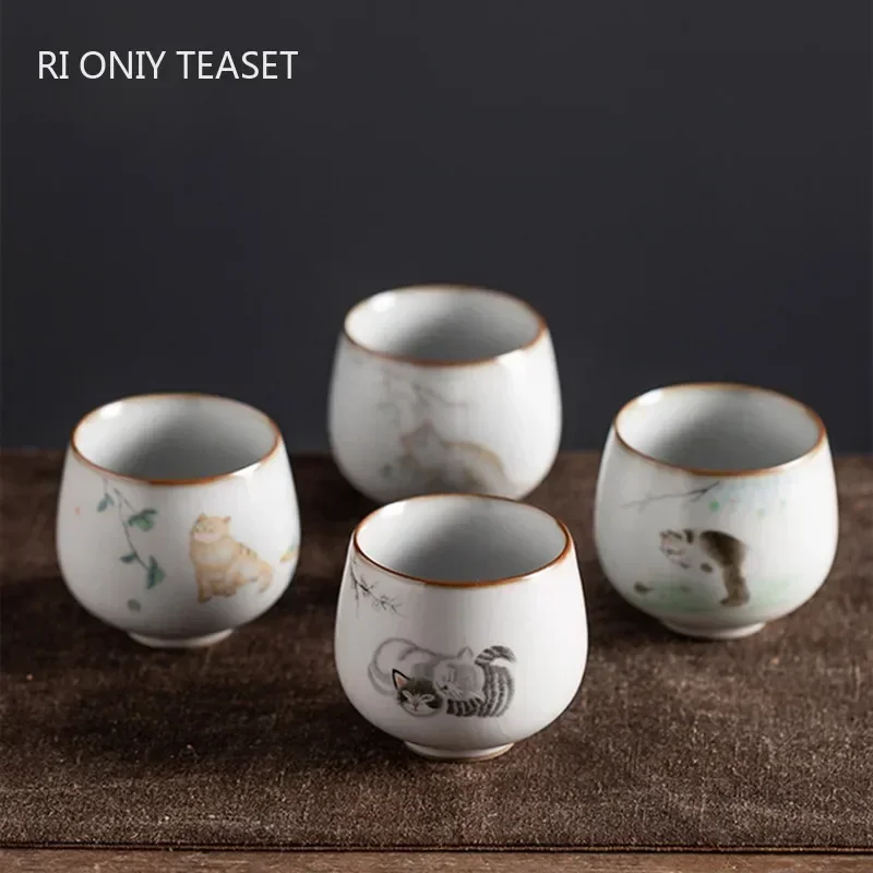 Tazza da tè in ceramica con figure di gatto in stile cinese 113 S895598e8e51c419eb6d5cd65f335a0bbs