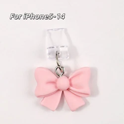 Colorful Bow Tie Phone Dust Plug - Charming Digital Accessory and Charging Port Protector (Pink for Iphone5 - 14)