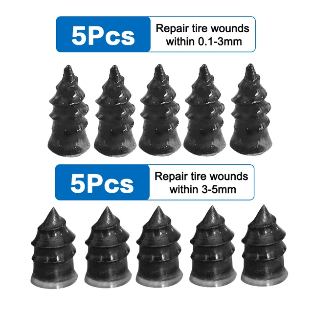 Vacuum Tyre Repair Nail Kit for Motorcycle Car Scooter Rubber Tubeless Tire Repair Tool Set Glue Free Repair Tire Film Nail 10 PCS Mixed