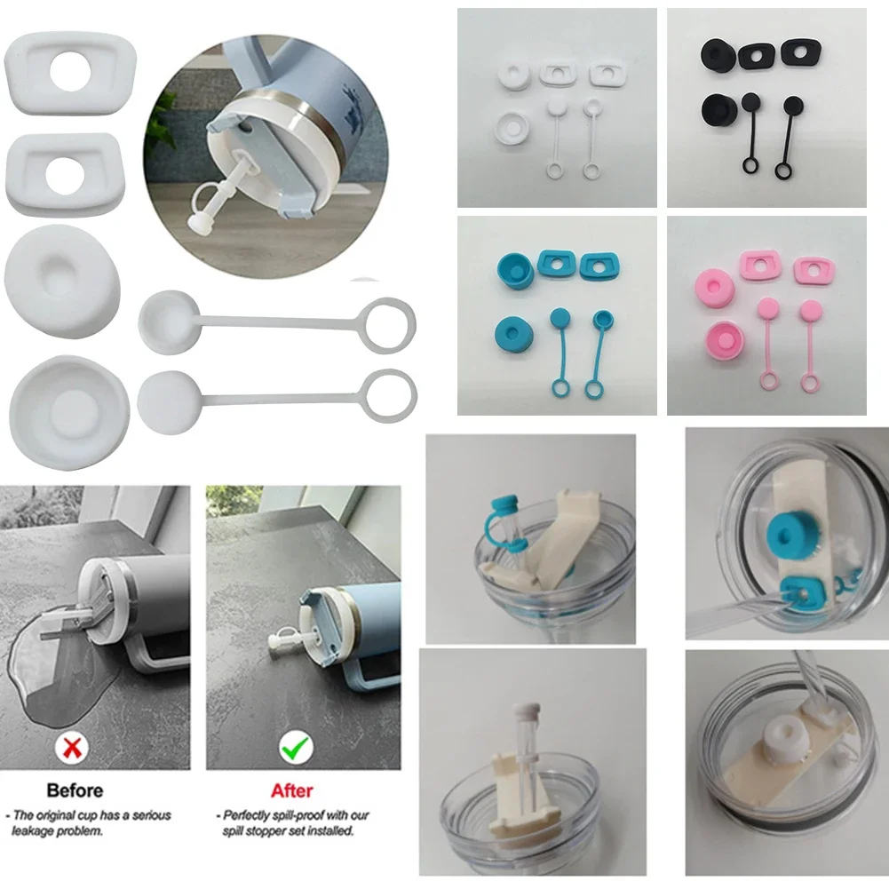 1-5 Set Silicone Spill Proof Stopper Straw Cap Cover Spill Stopper Leak Stopper Water Bottle Straw Dustproof Cover Washable