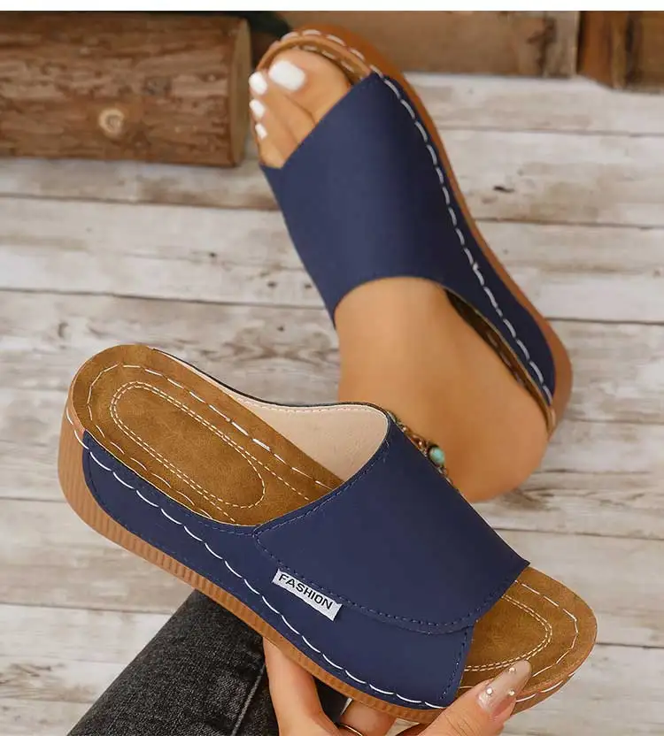 Damensandalen mit 5,5 cm Absatz für den Sommer, Damenschuhe, weiche Keilabsätze, Sandalias Mujer 2026, neue Schuhe, Sommerpantoffeln – Detail 20