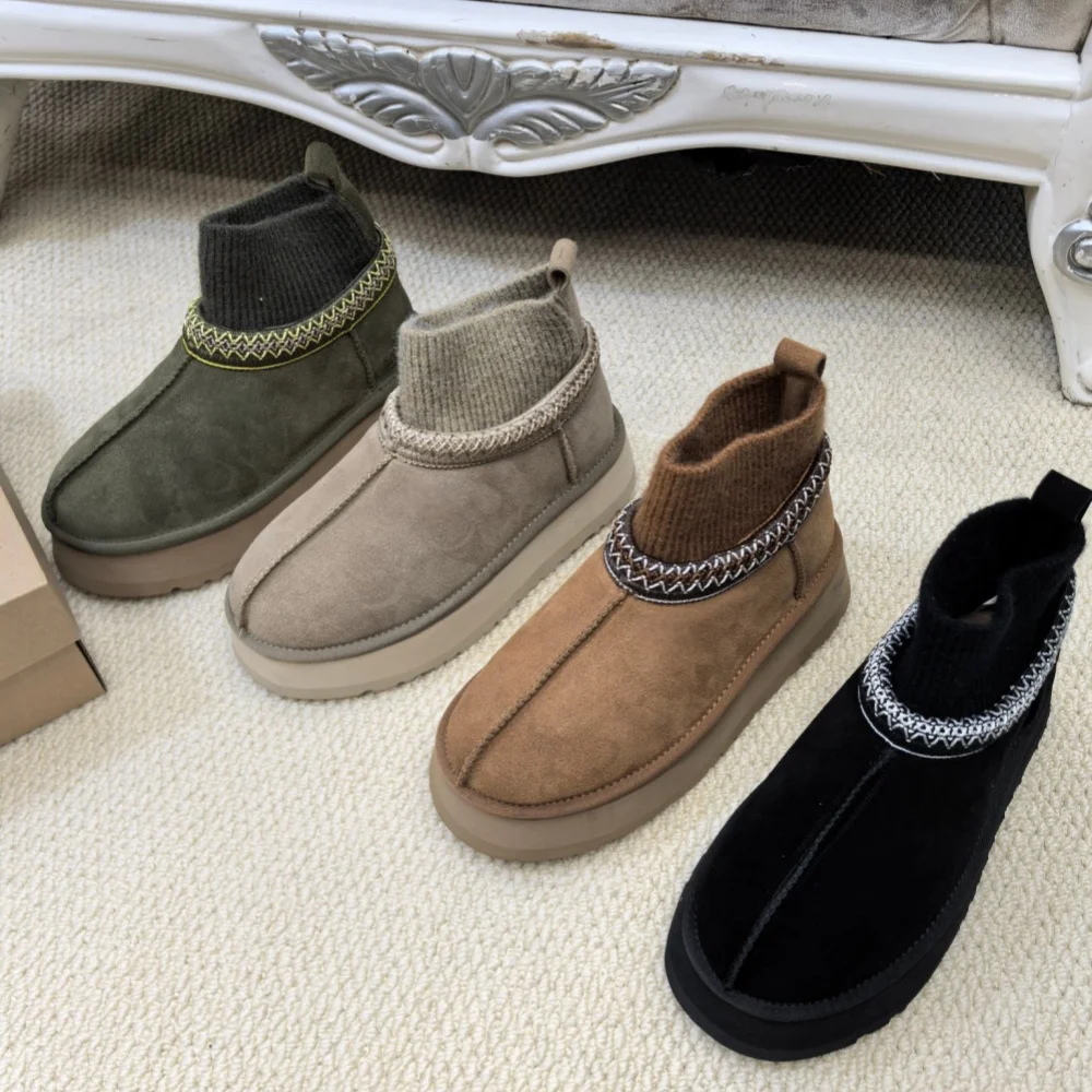 Winter New Velvet Warm Short Boots Thick soled Bread Shoes Thick Northeast Cotton Shoes Warm Snow Boots Women's