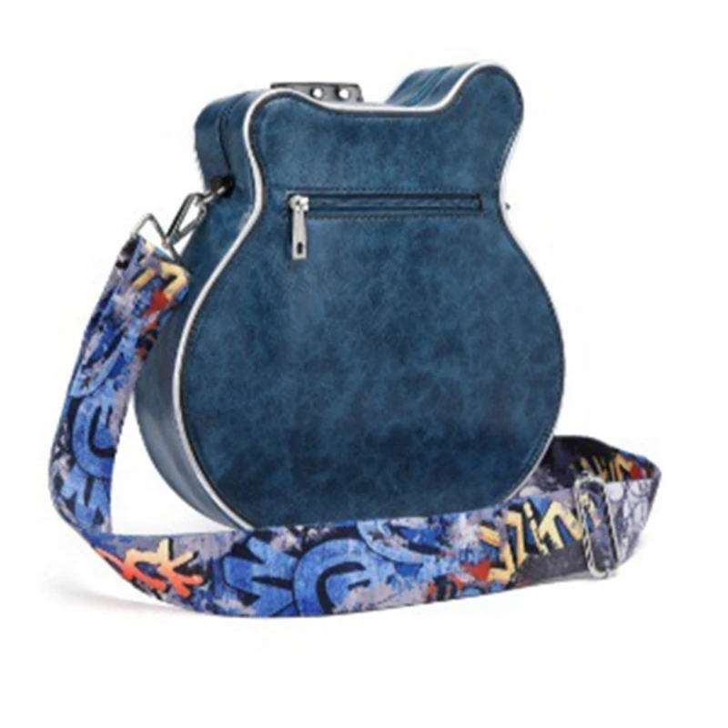 Guitar Shoulder Bags Creative Crossbody Bag PU Leather Bag for Girls Women Adjustable Shoulder Belt Purse E74B
