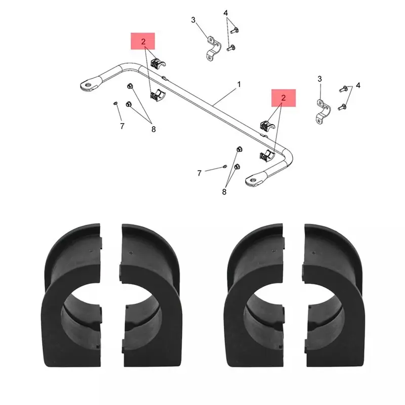 폴라리스 레인저 500 570 499 700 800 900 1000 5439731 5438903 5437423 5433866 용 8Pcs 리어 스태빌라이저 바 부싱
