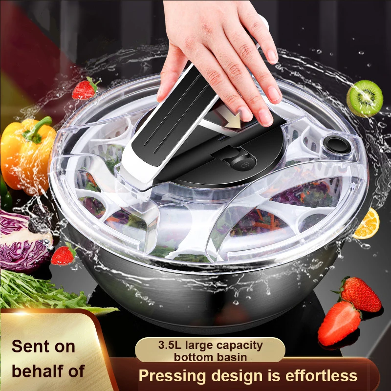 Stainless Steel Vegetable Fruit Dryer Drainer Dehydrator Salad Spinner  Clean Salad and fruit Vegetables Centrifuge Kitchen Tools - AliExpress