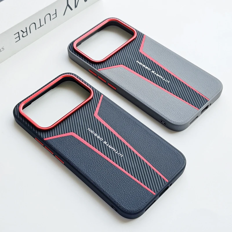Ultra-Thin Non-Slip Color Block Leather Phone Case