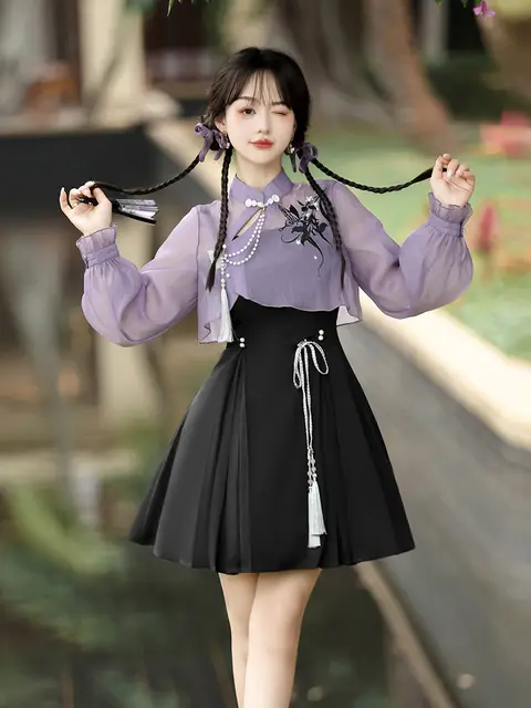 【うさとの服】ヘンプ素材 チャイナ風デザイン ロングジレ ベスト チャイナ服 蝶々柄チャイナ風ロングドレス（ワンピース