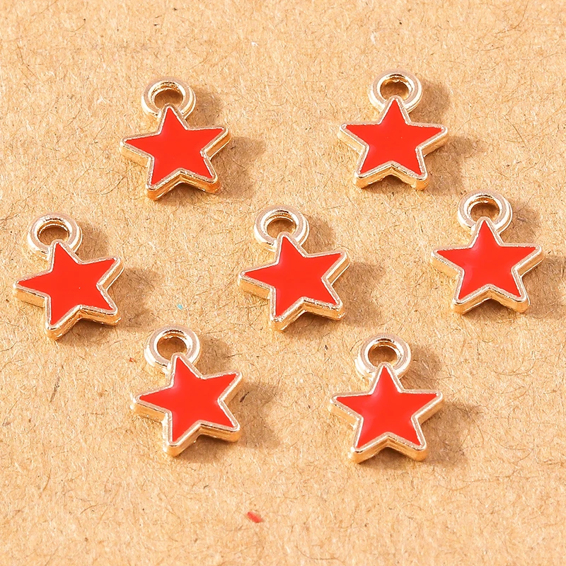 30 stücke 8x9mm niedlichen Mini Emaille Stern Charms für Schmuck machen DIY handgemachte Tropfen Ohrringe Anhänger Halsketten Armbänder Handwerk Geschenke – Detail 6