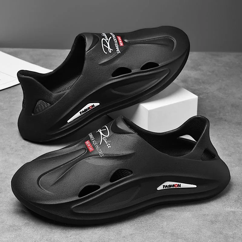 Men's Slippers Mute EVA Soft Outdoor Beach Slides Flat Unisex Slippers Non-slip Soft Flip Flops Male Thick Sole Anti-slip Shoes