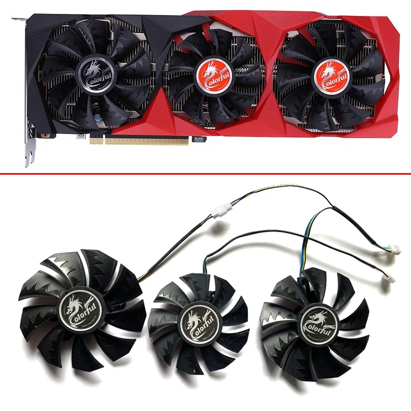 Ventola Di Raffreddamento 3Pcs 85Mm Ventola Di Raffreddamento A 4Pin Geforce Rtx 3060 Ventole Gpu Per Colorato Geforce Rtx 3060 3070 3080 Ti 3090 Nb 1