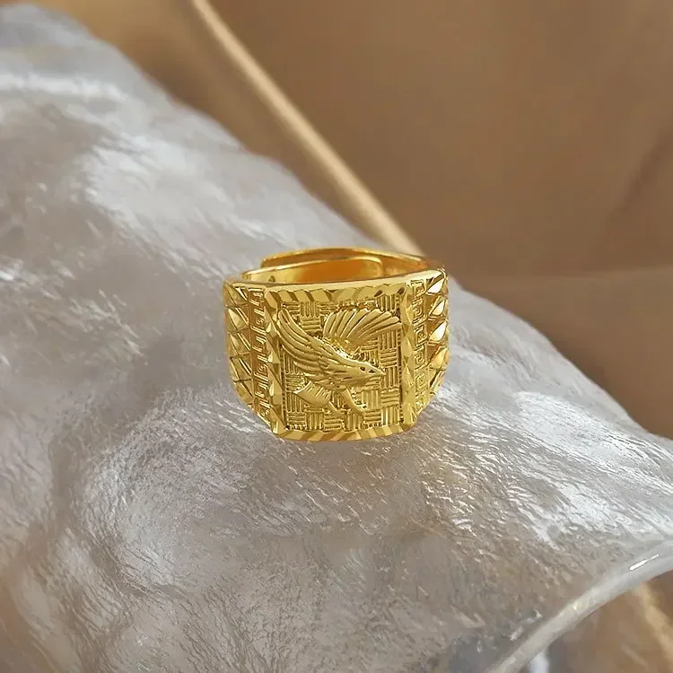 Real 100% 18K Gold Color Eagle Ring for Men Brother Women Jewelry