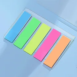 Vibrant Fluorescent Sticky Notes & Bookmark Set - Transparent Memo Pads for School and Office Stationery (5 colors 125 sheets)
