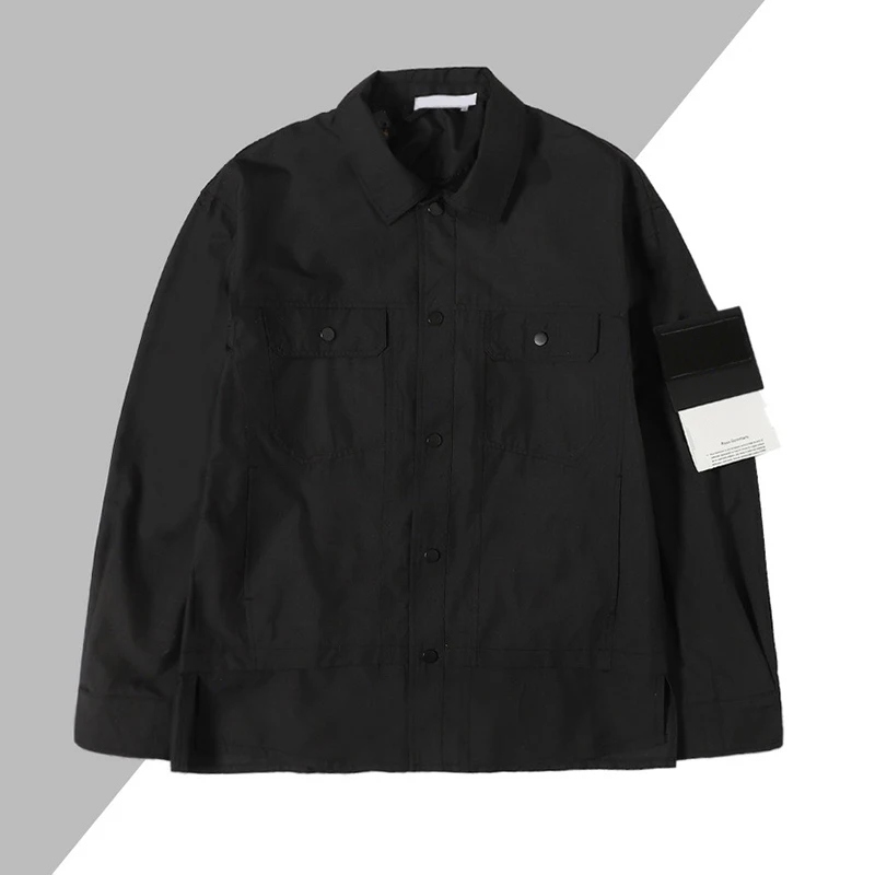 

Men Cargo Jacket Double Pocket Workwear Spring Autumn Outdoor Streetwear Casual Turn-Down Collar Coat Jaqueta Masculina MA812