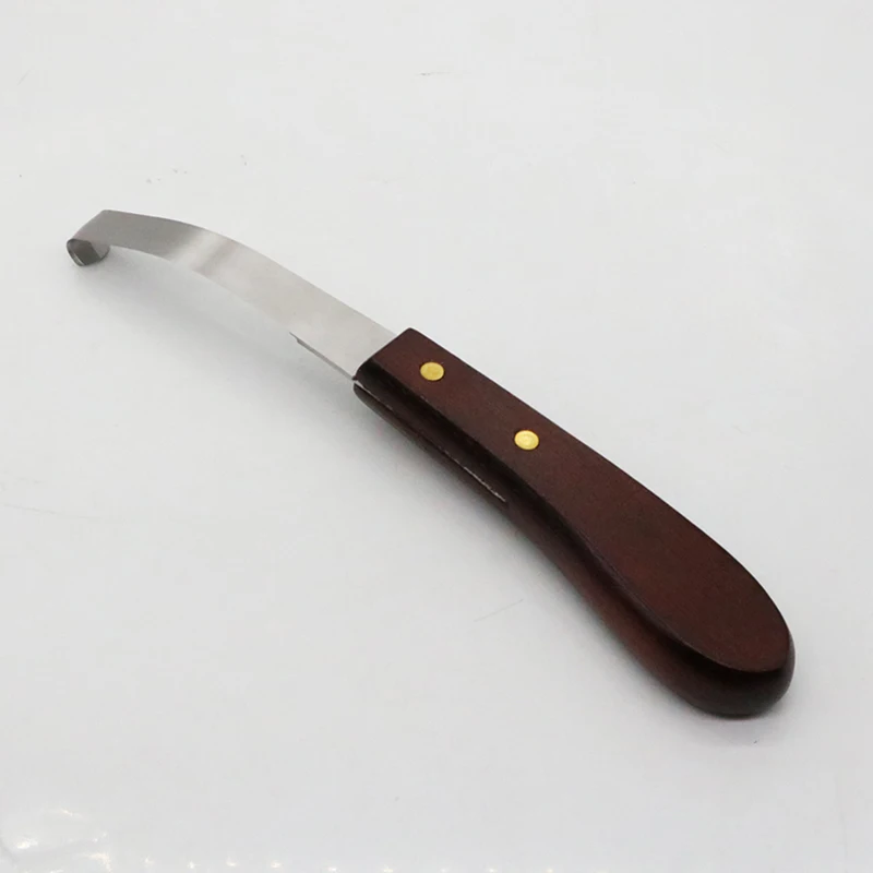 1Pcs Horseshoe Knife Sheep Stainless Steel Double-edged Wooden Handle Hoof Trimming