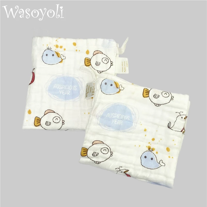 

1 Piece Wasoyoli Burp Cloths 30*30CM Colorful Printed Baby Handkerchief 6 Layers 100% Muslin Cotton Soft Infant Kids Towel