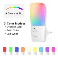 Melery Night Light Bulbs EU Plug 0.5W Low Power Sensor Control RGB Plug-in Color Changing Susk To Dawn Home Office Lamp Creative 2