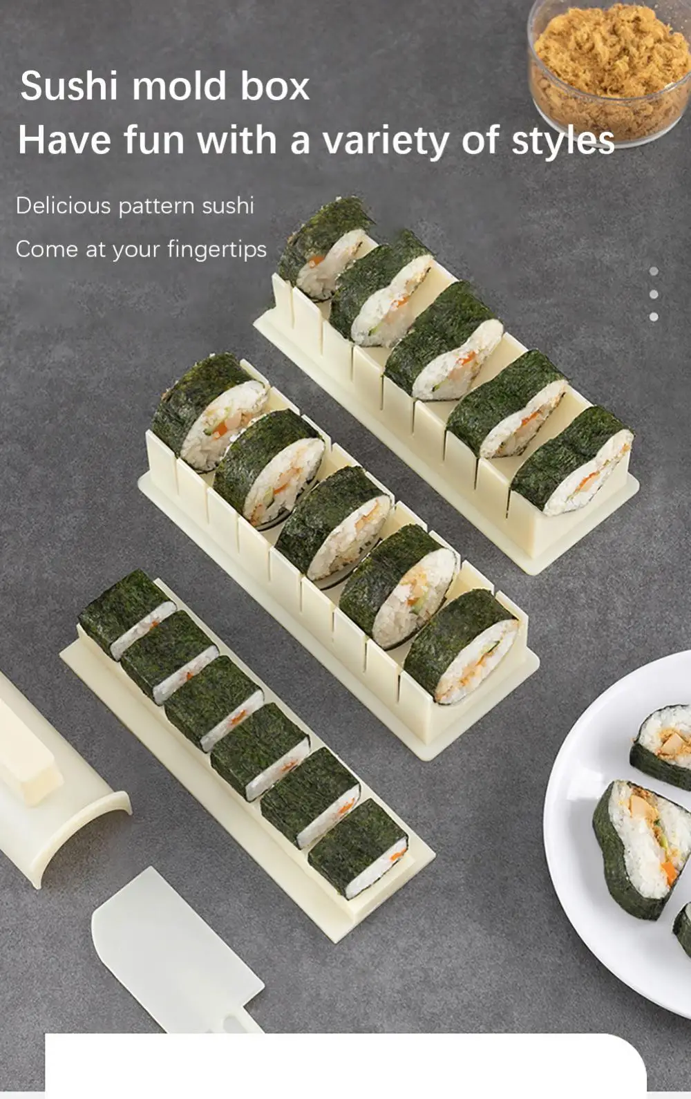 Sushi Rice Roll Mold 10 Pieces ABS Sushi Maker Tools Fun DIY Sushi