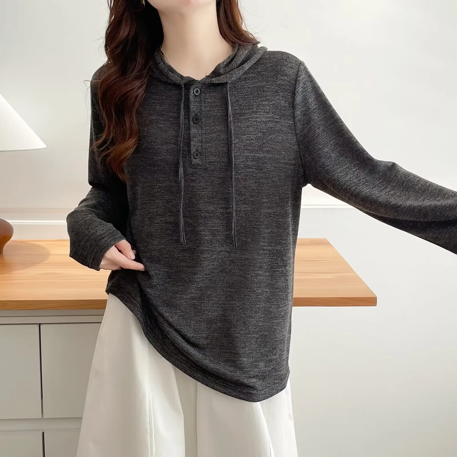 XXXXL Fashion Plus Size Women's T-Shirt 2025 Autumn New Hooded Sweatshirt Top Long Sleeved Tees 2564