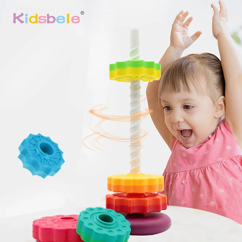 EarlyInterventionToySpinningRainbowCircleStackingToyforBabiesandToddlersEducational