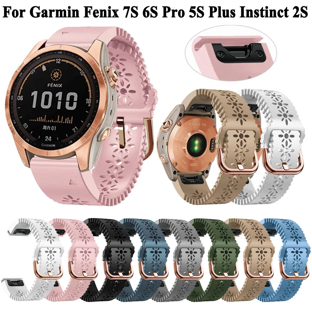 Quickfit 20Mm Per Garmin Fenix 6S Pro 5S Plus 7S Cinturino Per Fenix 7S Cinturino Bracciale Donna Pizzo Silicone Wirstband Instinct 2S